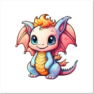 Kawaii Dragon Drawing Posters and Art